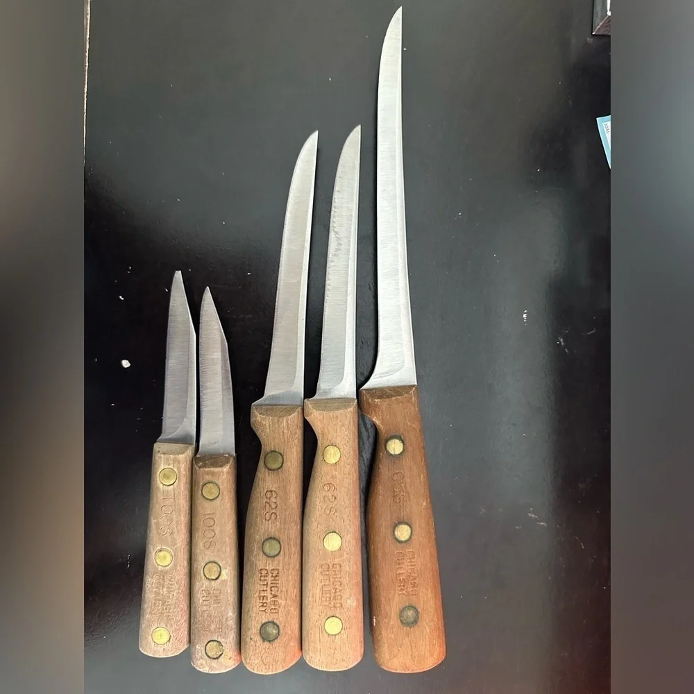 Vintage Chicago Cutlery Knives Walnut Handles